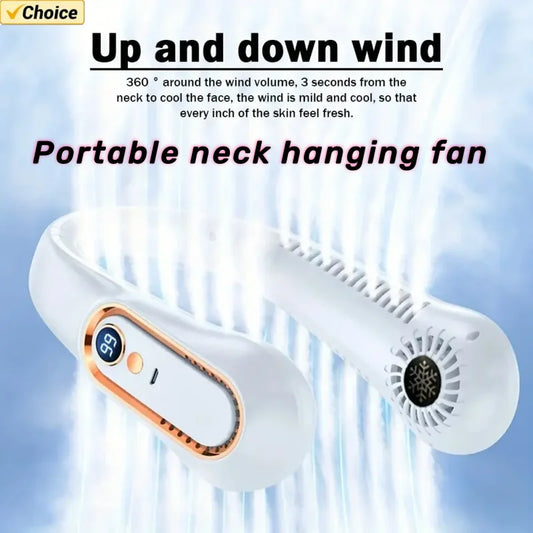 Hanging neck fan portable cooling fan with 5 speeds and digital displays